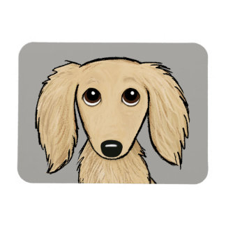 Longhaired Cream Dachshund | Cartoon Wiener Dog Magnet