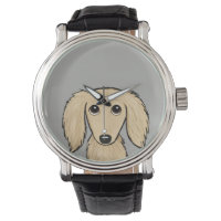Longhaired Cream Dachshund | Cartoon Wiener Dog