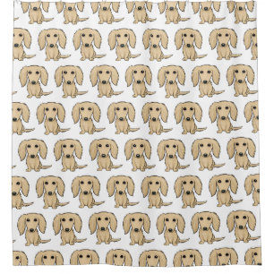 Longhaired Cream Dachshunds Pattern Wiener Dogs Shower Curtain
