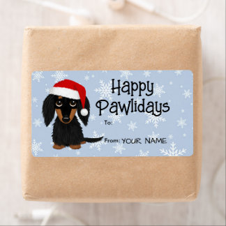 Longhaired Dachshund Dog Christmas Gift Labels