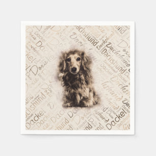 Longhaired Dachshund dog Napkin