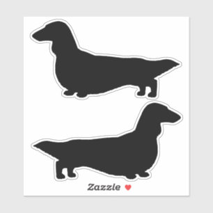 Longhaired Dachshund Dog Silhouette Stickers