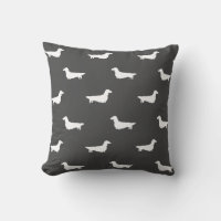 Longhaired Dachshund Dog Silhouettes Pattern Grey