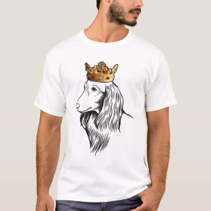 Longhaired Dachshund Dog Wearing Crown T-Shirt
