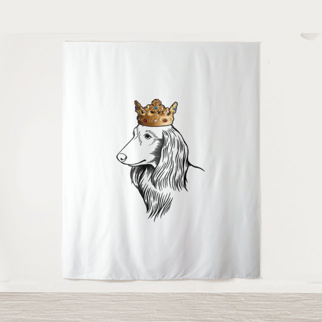 Longhaired Dachshund Dog Wearing Crown Tapestry (Front)