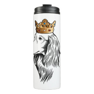 Longhaired Dachshund Dog Wearing Crown Thermal Tumbler