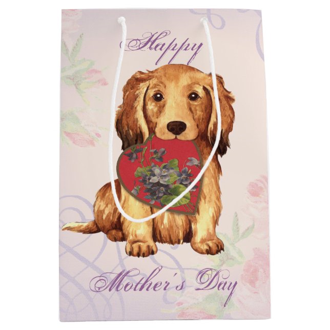 Longhaired Dachshund Heart Mum Medium Gift Bag (Front)