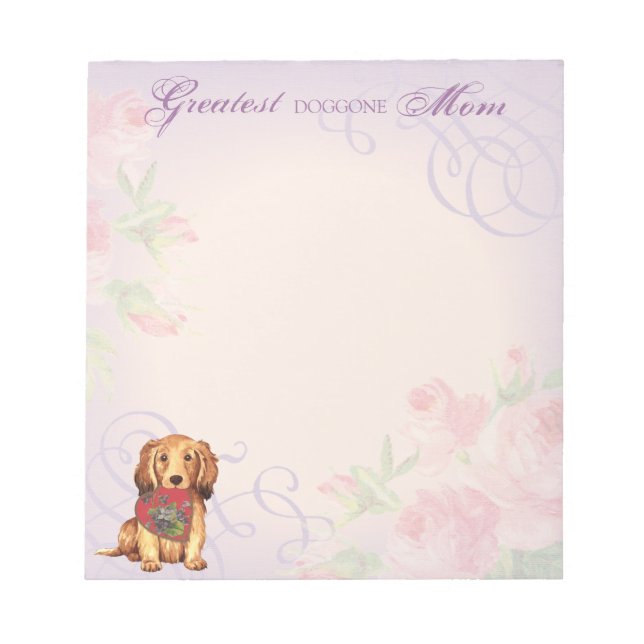 Longhaired Dachshund Heart Mum Notepad (Front)