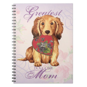 Longhaired Dachshund Heart Mum Spiral Notebook