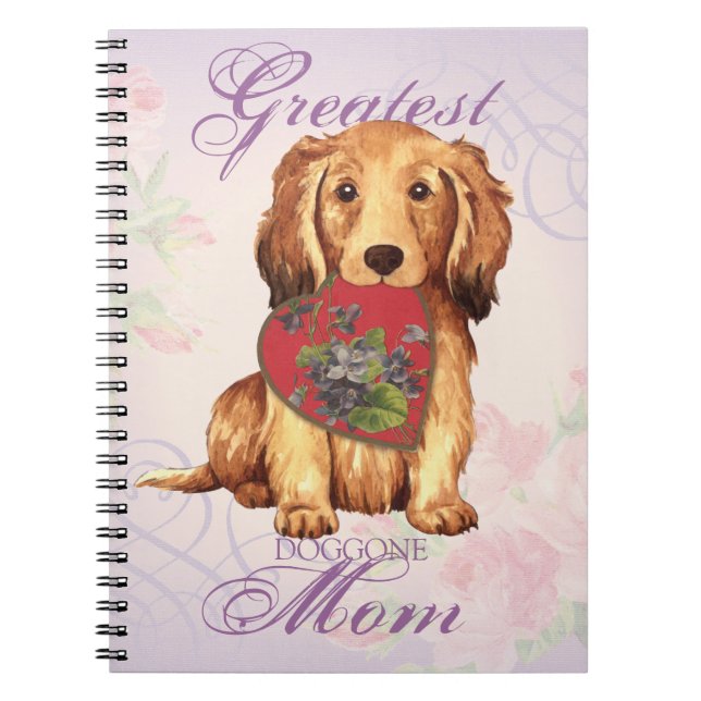Longhaired Dachshund Heart Mum Spiral Notebook (Front)