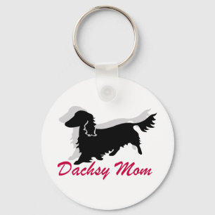 Longhaired Dachshund Mum Key Ring