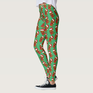 Longhaired Dachshund Santa Christmas Dog Holiday Leggings