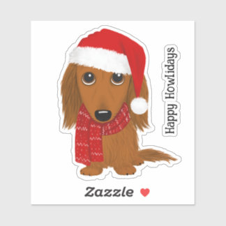 Longhaired Dachshund Santa Wiener Dog Christmas