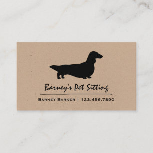 Longhaired Dachshund Silhouette Cool Wiener Dog Business Card