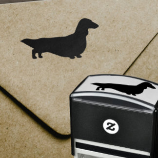 Longhaired Dachshund Silhouette | Wiener Dog Self-inking Stamp