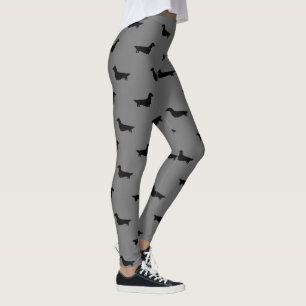 Longhaired Dachshund Silhouettes Wiener Dogs Leggings