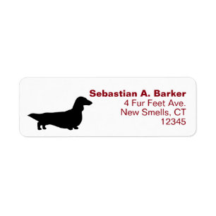 Longhaired Dachshund Wiener Dog Return Address