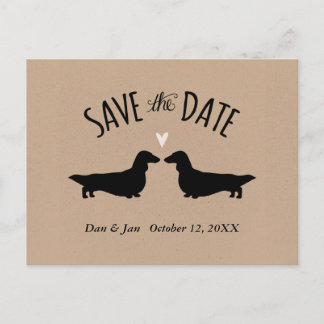 Longhaired Dachshunds Wedding Save the Date Announcement Postcard