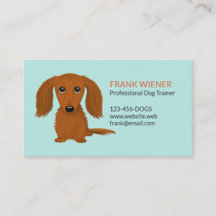 Longhaired Red Dachshund Cute Doxie Cartoon Dog Business Card