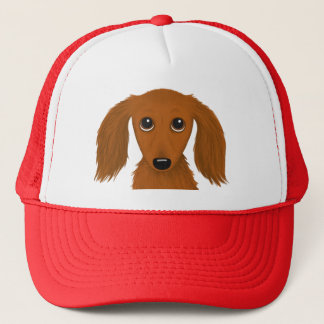 Longhaired Red Dachshund | Cute Doxie Cartoon Dog Trucker Hat