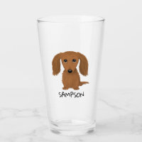 Longhaired Red Dachshund | Wiener Dog Custom Glass