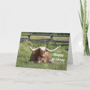 Longhorn Birthday Card