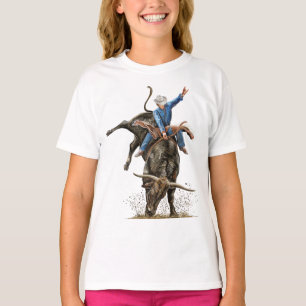 Longhorn Bull Rider Rodeo Power Sport Western Art T-Shirt