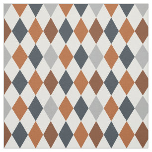 Longhorn Burnt Orange & Grey Argyle Pattern Fabric