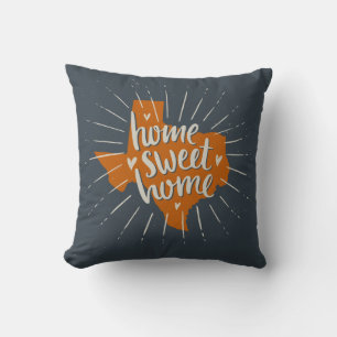 Longhorn Burnt Orange Home Sweet Home - Texas Cushion
