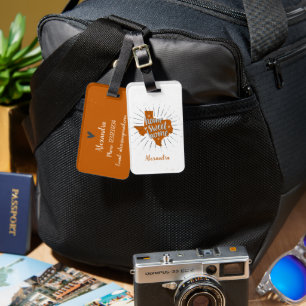 Longhorn Burnt Orange Home Sweet Home Texas Luggage Tag