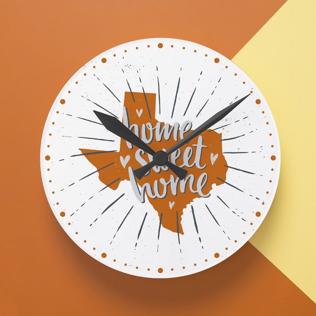 Longhorn Burnt Orange Home Sweet Home - Texas Round Clock (Creator Uploaded)