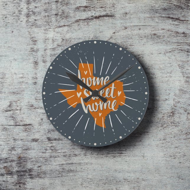 Longhorn Burnt Orange Home Sweet Home - Texas Round Clock (Creator Uploaded)