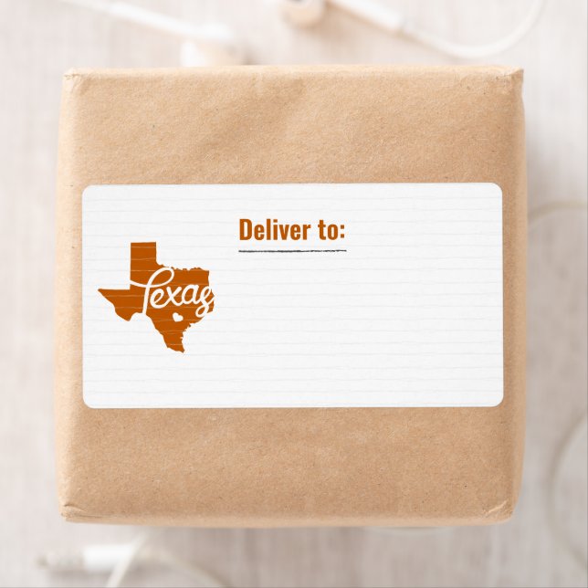 Longhorn Burnt Orange Texas Heart Label (Insitu)