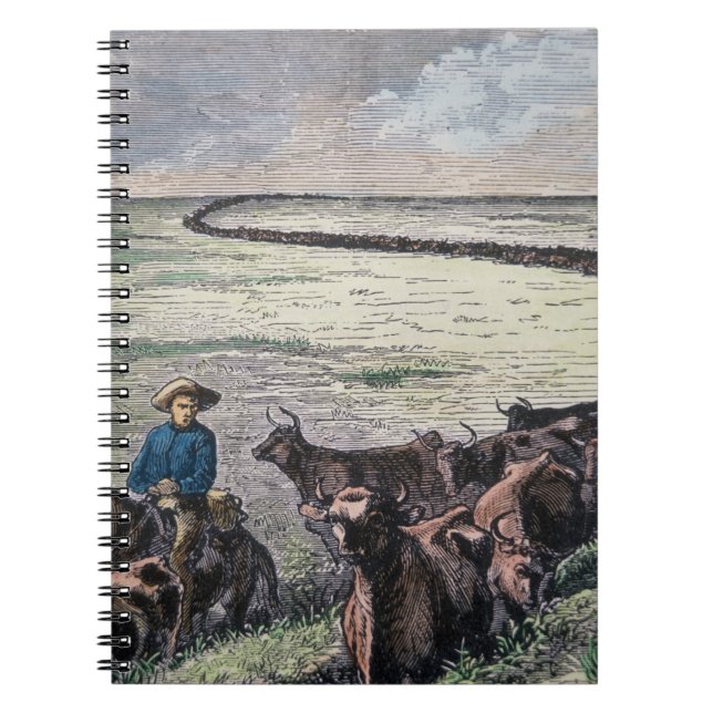 Longhorn cattle drive from Texas to Abilene, Kansa Notebook (Front)
