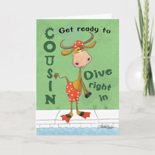 Longhorn Cow Diver Birthday for Cousin Card