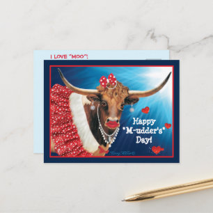 Longhorn Cow Mother's Day Postcard