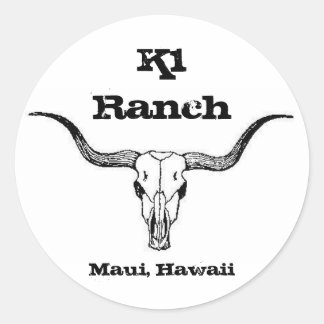 longhorn, K1 Ranch, Maui, Hawaii Classic Round Sticker