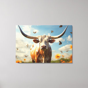 Longhorn Love Stretched Canvas Print