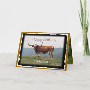 Longhorn on a hill-customise-any occasion card