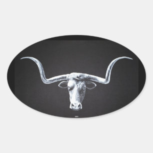 Longhorn on Black Oval Sticker