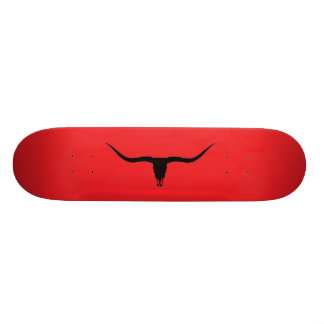 Longhorn Skull Black and Red Skateboard