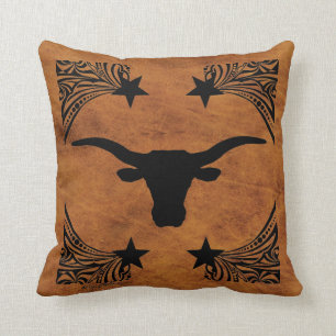 Longhorn Steer Silhouette Throw Pillow