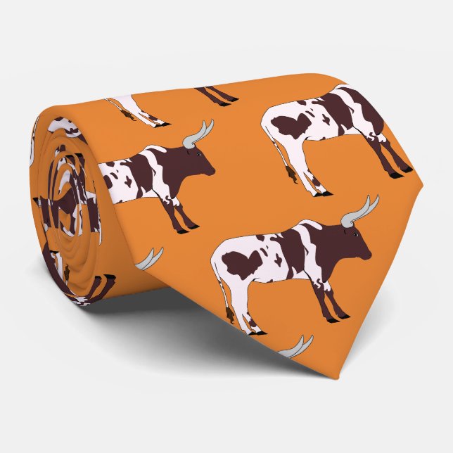 Longhorn Steer Team Mascot  Football Necktie (Rolled)