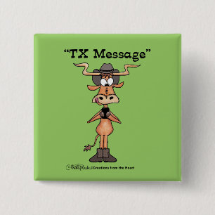 Longhorn TX Message 15 Cm Square Badge
