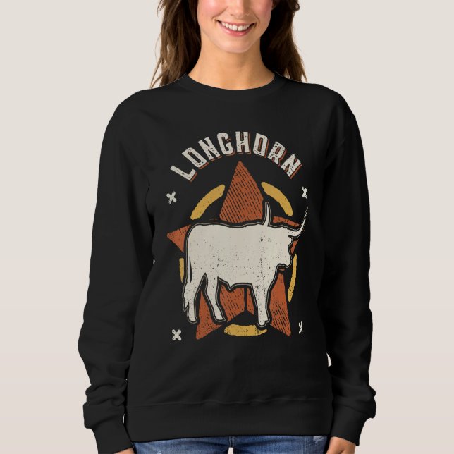 Longhorn Vintage Retro Classic Animal Sweatshirt (Front)