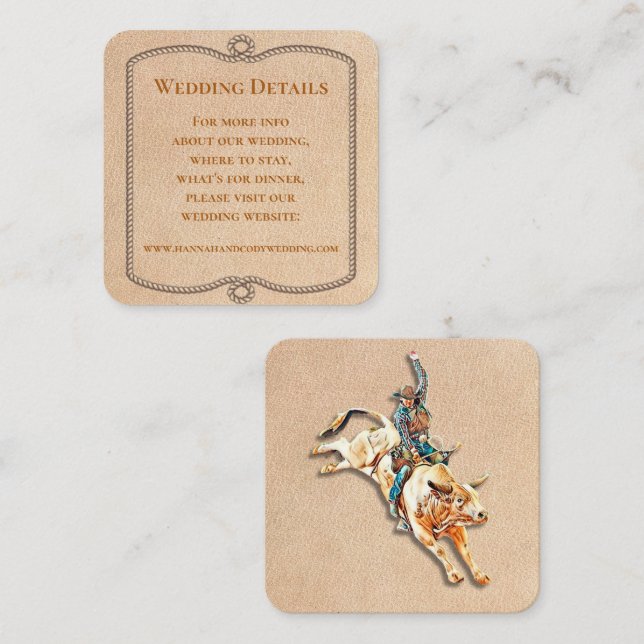 Longhorn Western Ranch Wedding Detail Card (Front/Back)