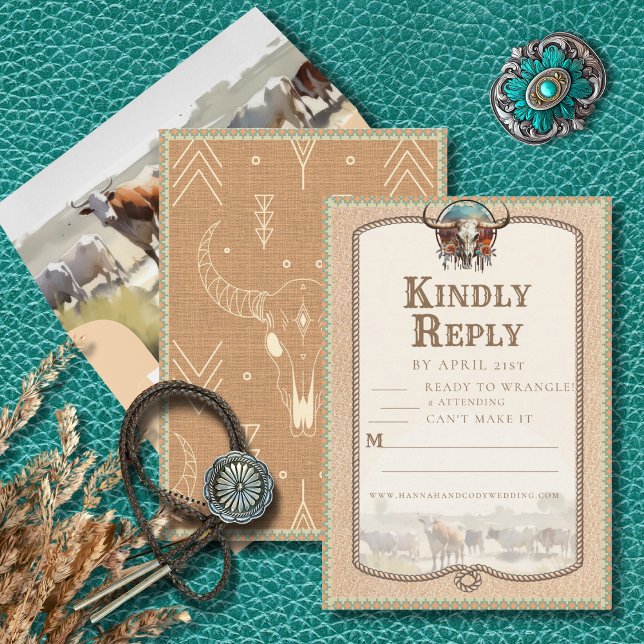 Longhorn Western Ranch Wedding Reply Card (Creator Uploaded)