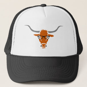 Longhorn with Hipster Glasses Trucker Hat