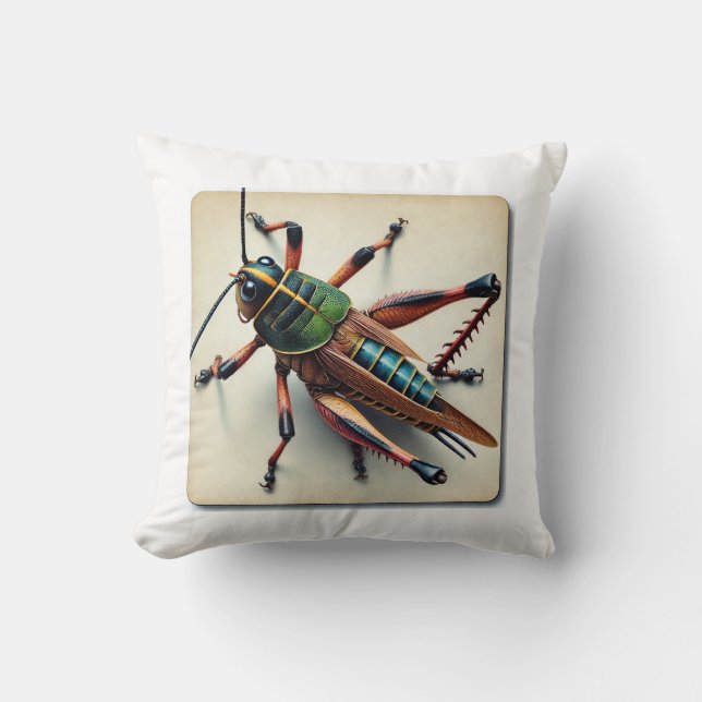 Longhorned Grasshopper Katydid 160724IREF102 - Wat Cushion (Front)