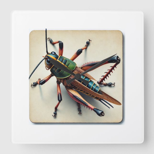 Longhorned Grasshopper Katydid 160724IREF102 - Wat Square Wall Clock (Front)